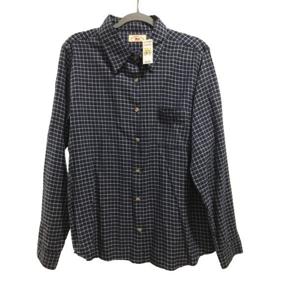 Women's XL Button Up Shirt County Seat Navy Blue and White Plaid - Picture 1 of 2